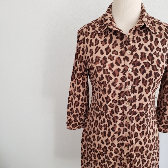 Vintage 90s / Y2K Leopard Print Dress - Picture 2 of 12